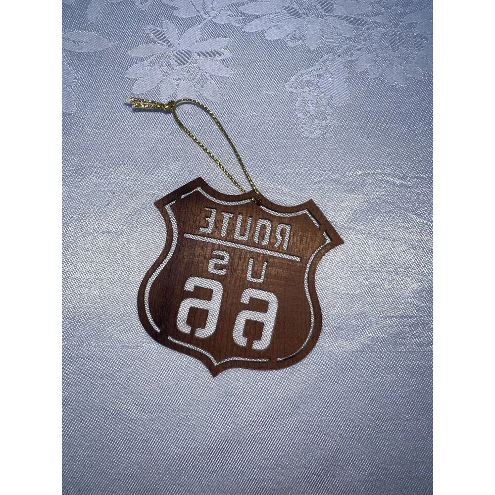 Route 66 Wood Laser Cut Hanging  Ornament US Souvenir Collectible Travel